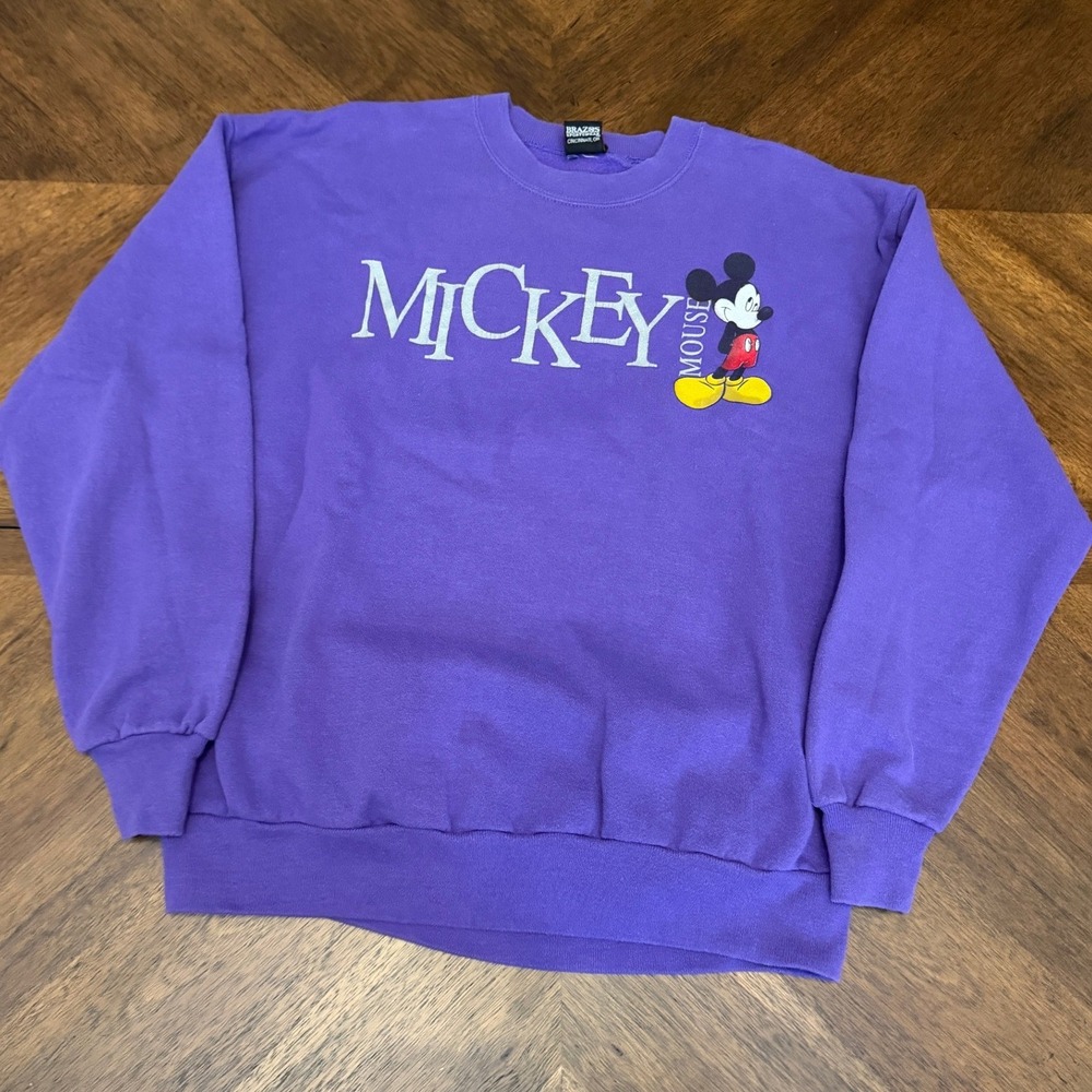 Vintage Brazos Sportswear Mickey Mouse Purple Crewneck Sweatshirt‎ Disney 90s